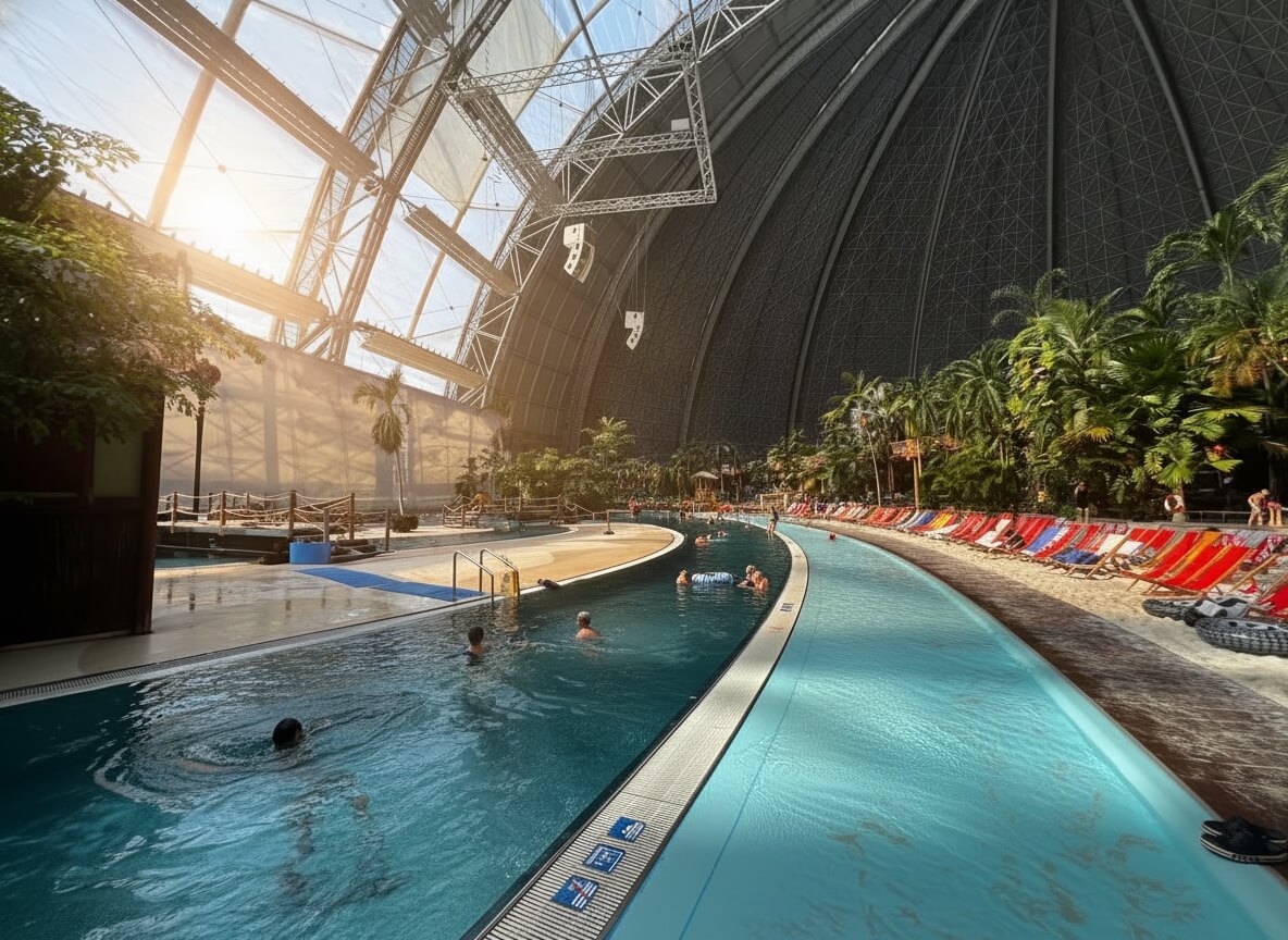 Luie rivier Tropical Island interieur onder de koepel